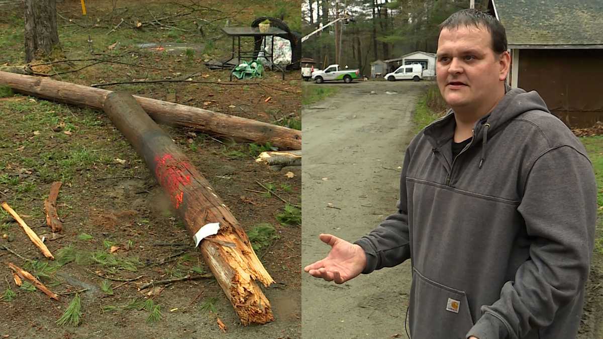 Maine father saves his son from falling power lines knocked down by Tuesday's thunderstorm