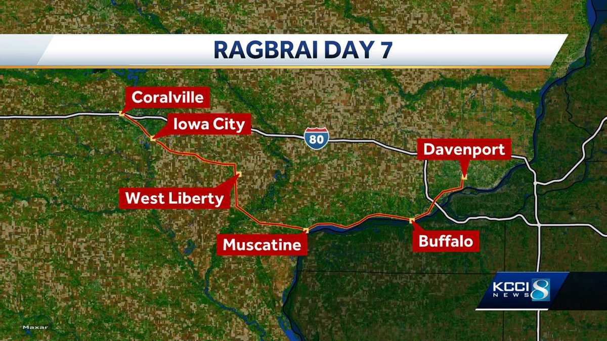 RAGBRAI day 7 Coralville to Davenport route, things to do