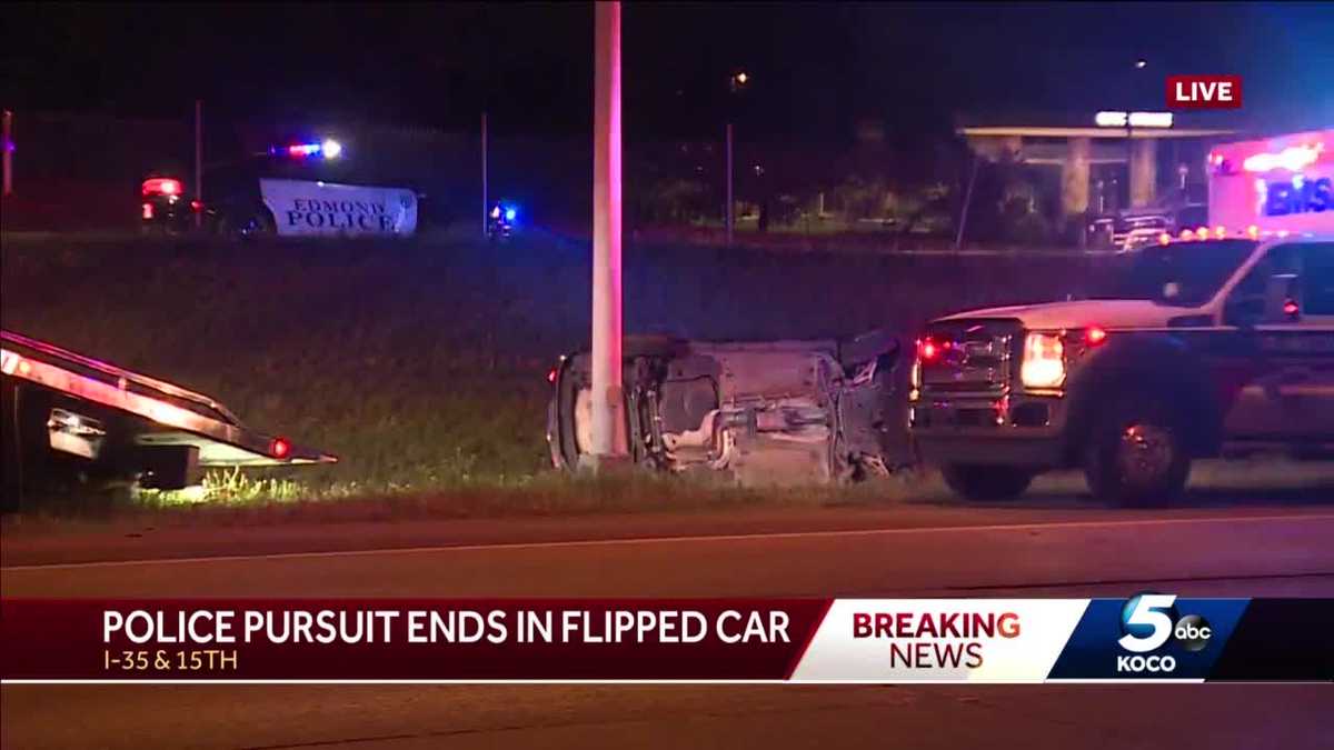 Police pursuit ends after vehicle flips in Edmond, officials say