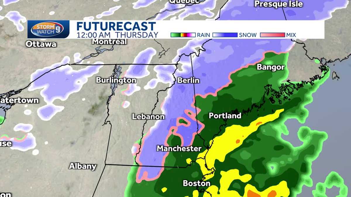 New Hampshire hourly weather: Track snow, rain mid-week
