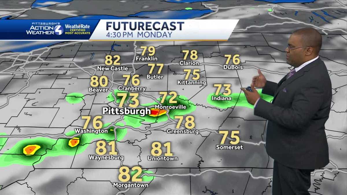 Scattered showers and storms on Monday