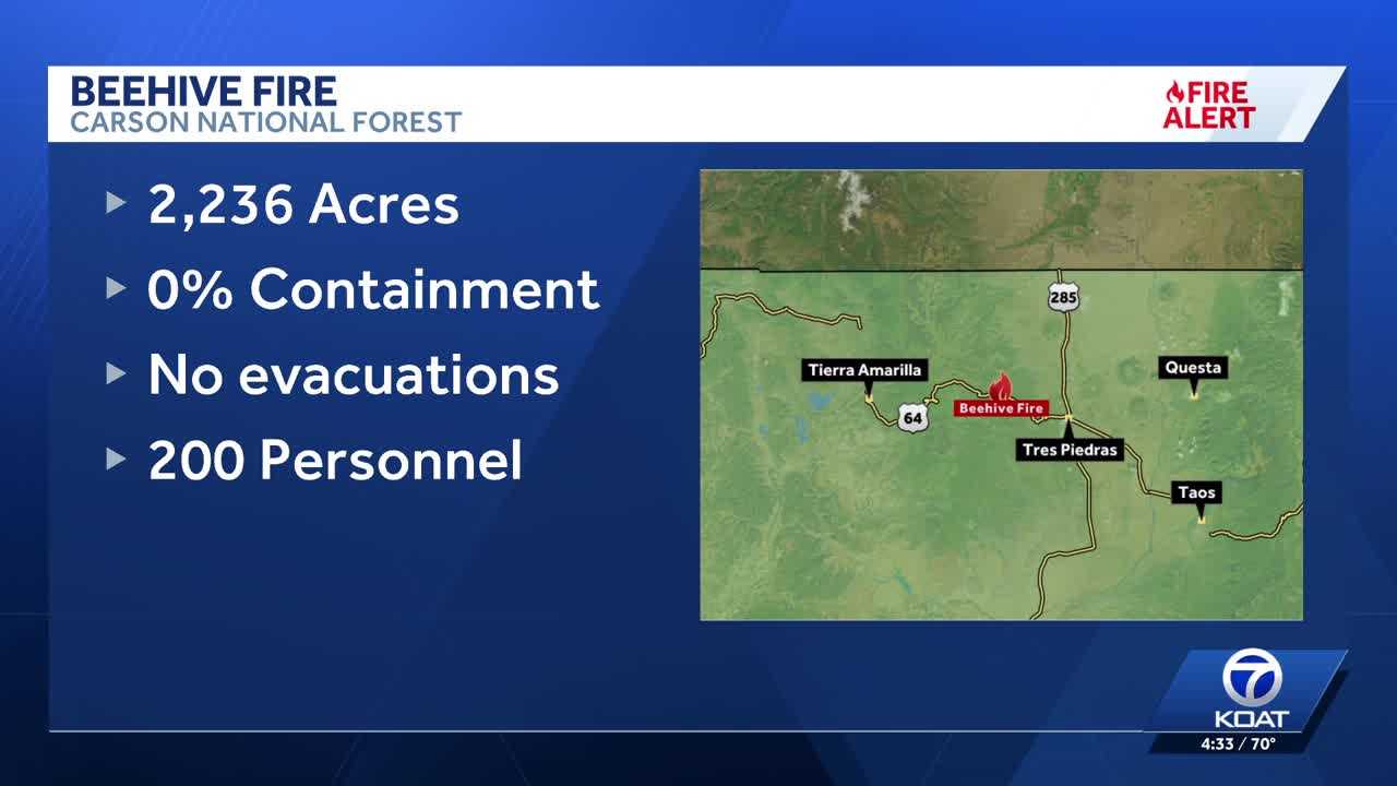 Beehive Fire burning in the Carson National Forest