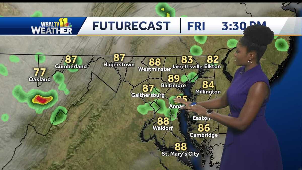Warmer temps and scattered showers for Friday