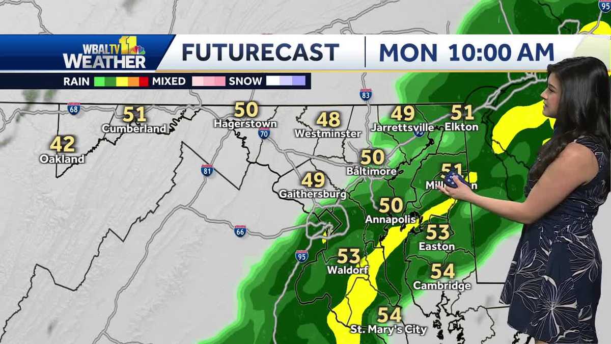 Early showers for Maryland on Monday, temps in the low 60s