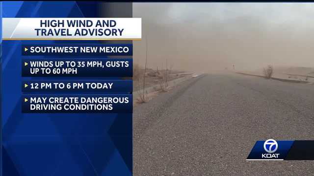 High wind travel advisory for southwestern New Mexico