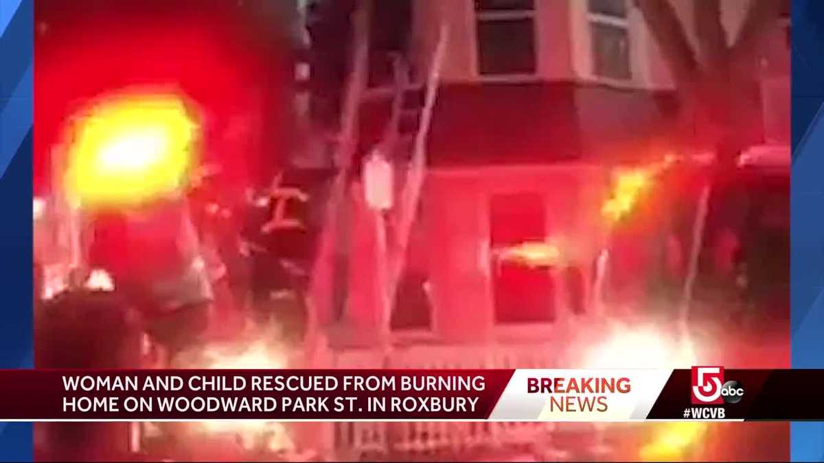 Woman, child rescued from burning Boston home