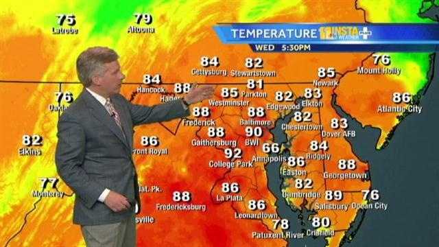 Wednesday brings temps in the 90s