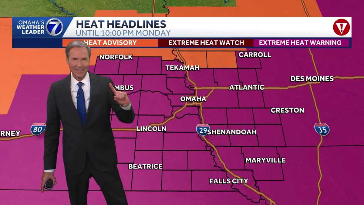 Extreme heat still this evening near Omaha, temperatures in the upper 90s