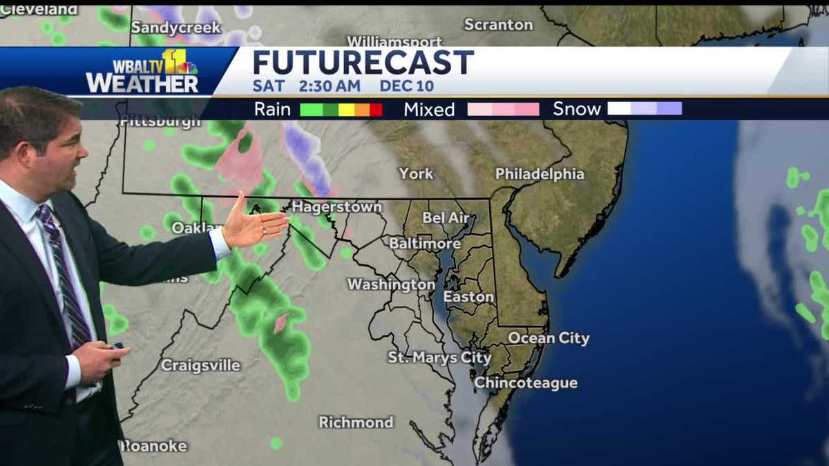 Partly cloudy and pleasant in Maryland with temps in the 50s