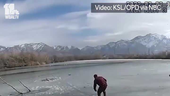 Officers working to rescue teens in icy pond fall in