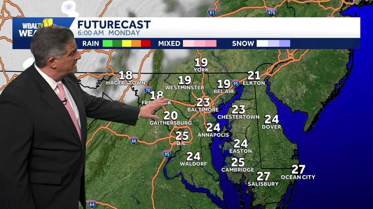 Freezing temperatures overnight into a chilly Monday