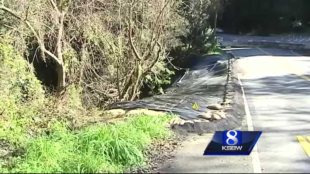 Road to Valencia Elementary School in Aptos washed out