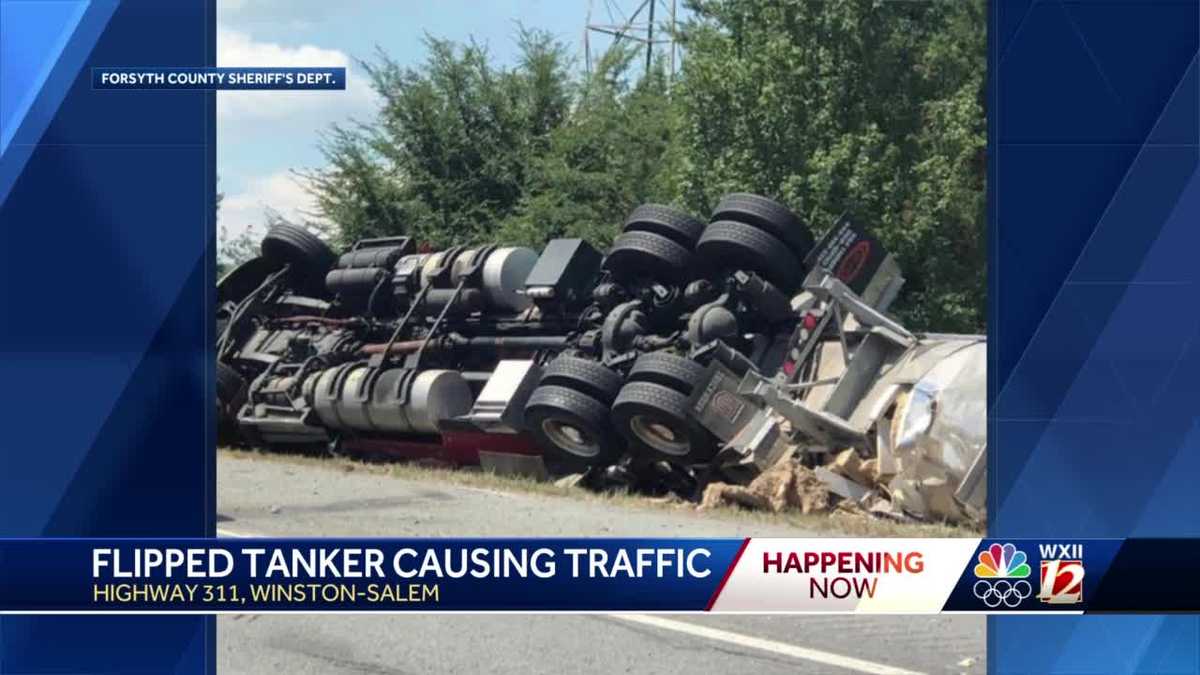 Overturned Tractor Trailer Shuts Down 311 Ramp Onto I 40 West In Winston Salem For Several Hours 6769