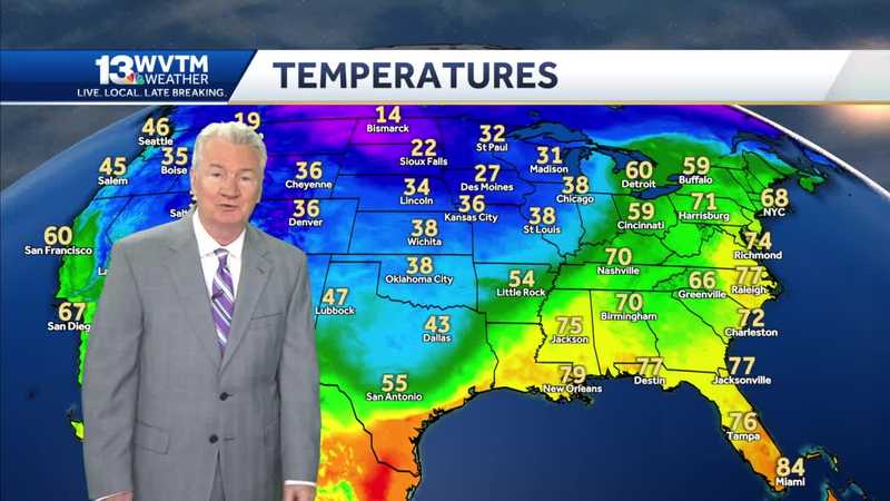 A strong November cold front drops temperatures sharply for the weekend