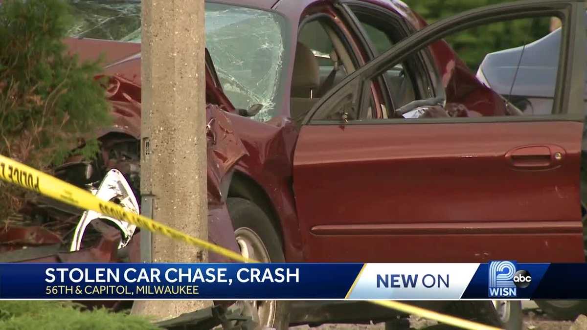 Stolen car police chase started in Brookfield, ended with crash in