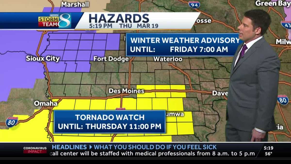 Severe storms tracking through central Iowa