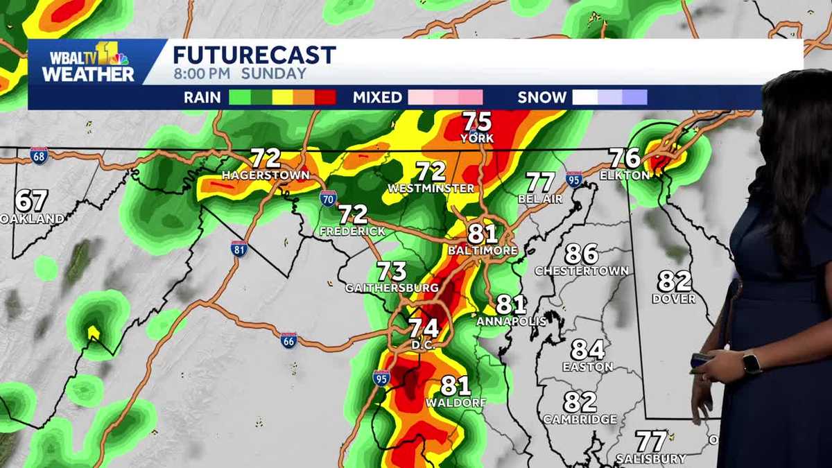 Baltimore weather: Damaging wind, hail, tornadoes Sunday timeline