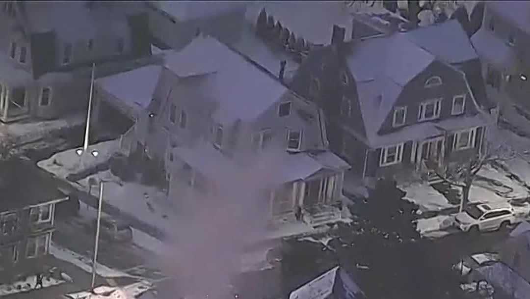 Water shoots in air after water main break