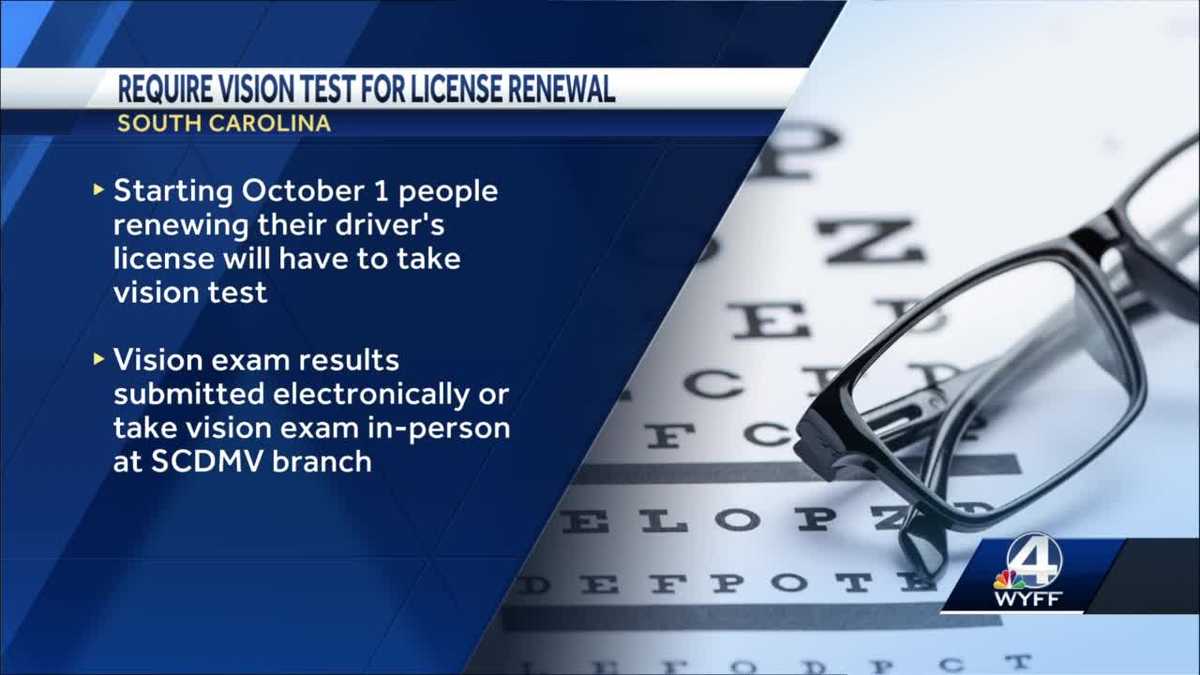 SCDMV to require vision test for license renewal starting in October