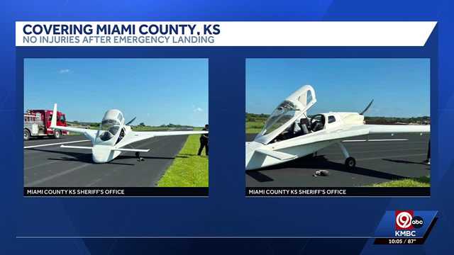 Plane makes emergency landing at Miami County, KS Airport
