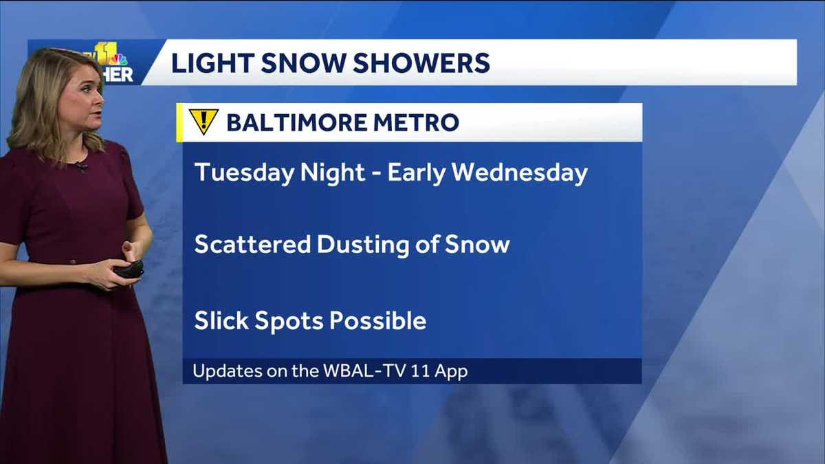 Light Snow Showers Tuesday Night in the Baltimore Area
