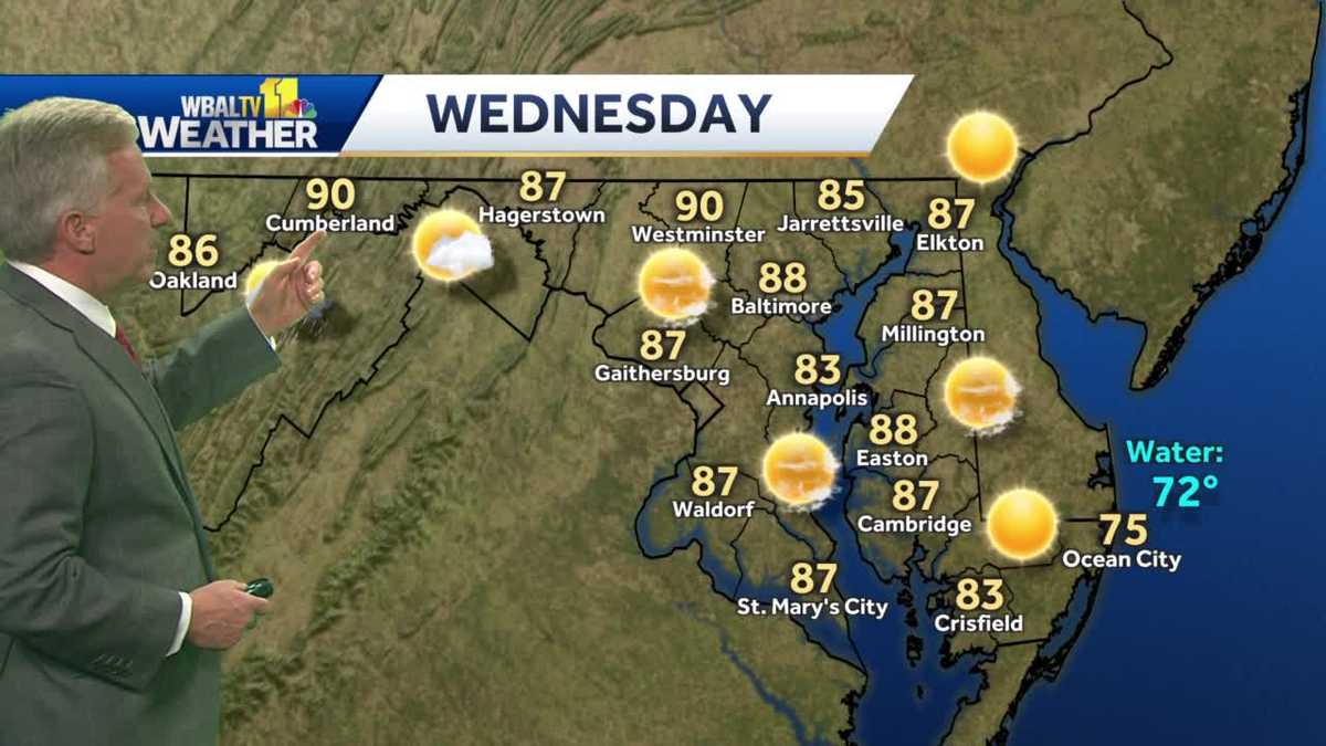 Baltimore Weather: Mostly sunny Wednesday with temps in the 80s