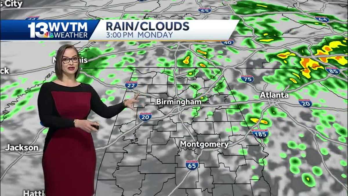 Clouds and spotty showers stick around to start the week