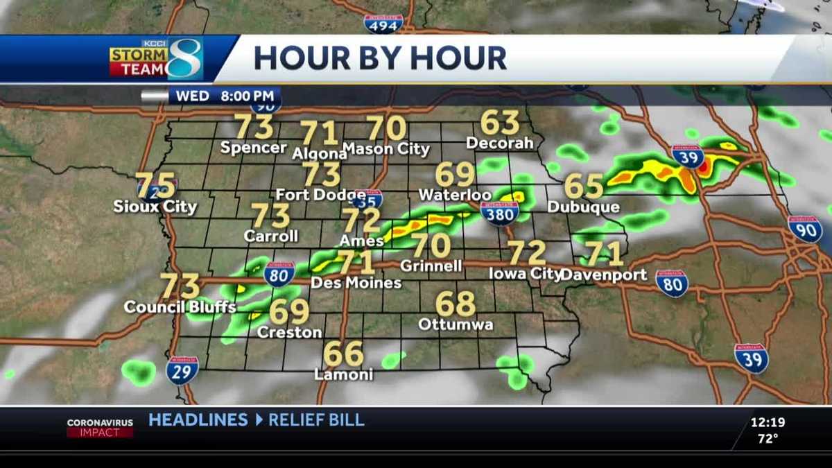 Scattered storms move through the state Wednesday night