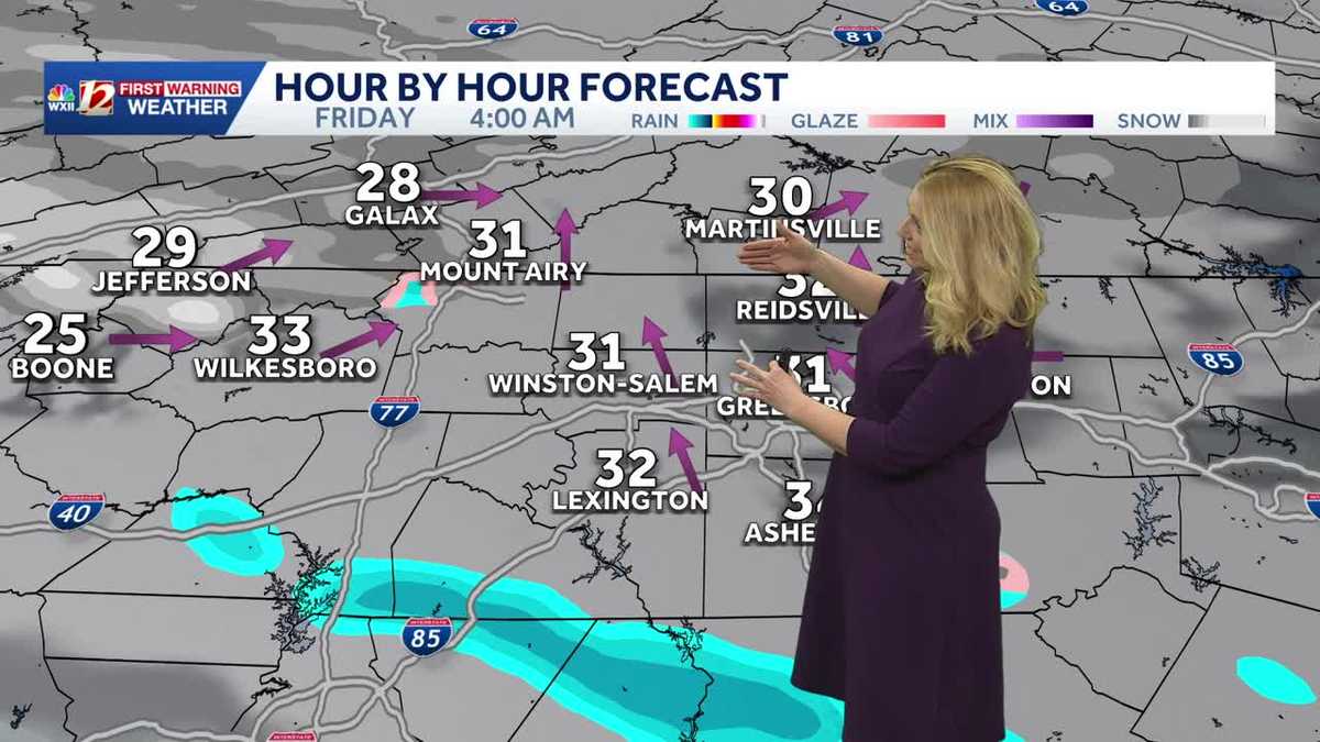 Sunshine Thursday, spotty wintry mix Friday in North Carolina