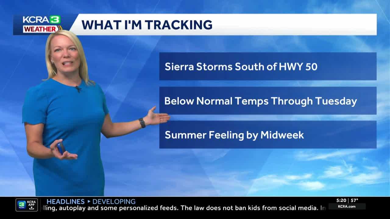 Monday NorCal Forecast: Cloudy start. Afternoon Sierra storms.