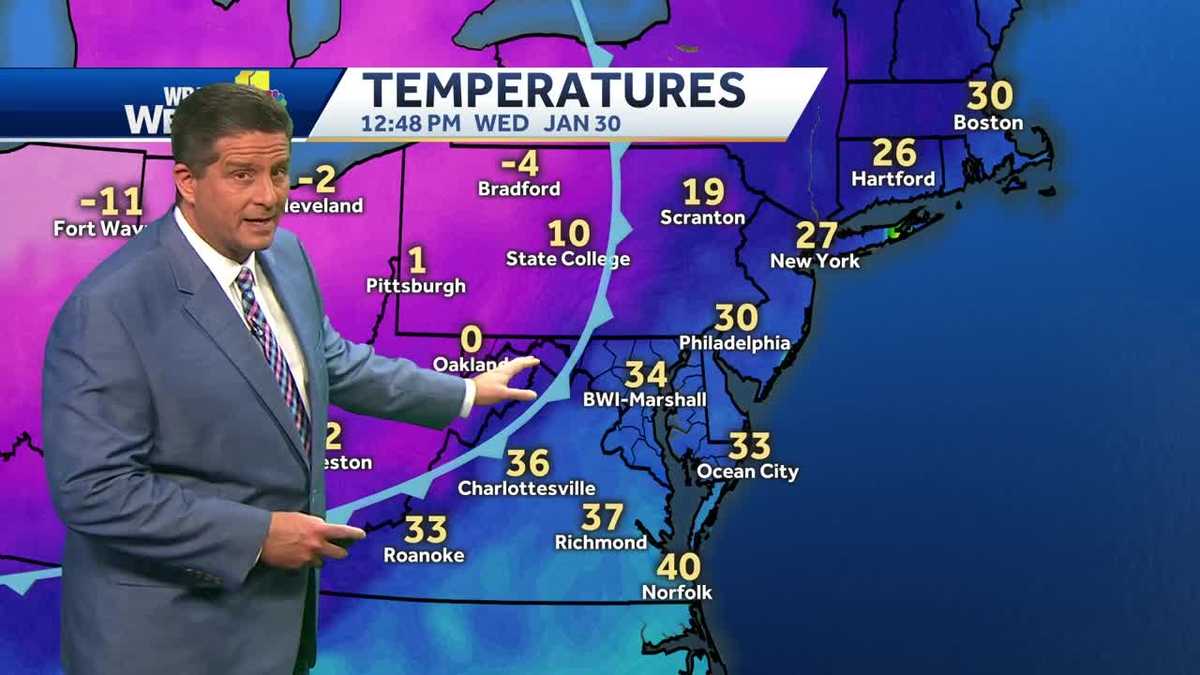 Cold front to push through Baltimore Wednesday afternoon