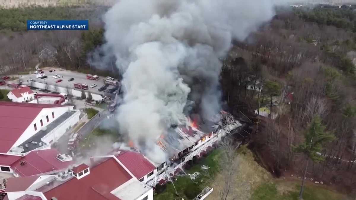 Drone video Fire at Red Jacket Inn, North Conway, New Hampshire