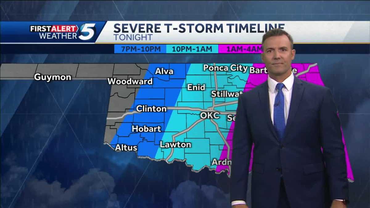 Oklahoma to see severe storms later Tuesday night