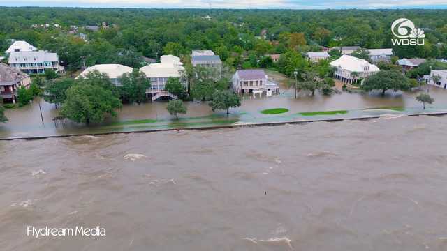 Watch: Drone video shows flooding in Mandeville after Hurricane Francine 