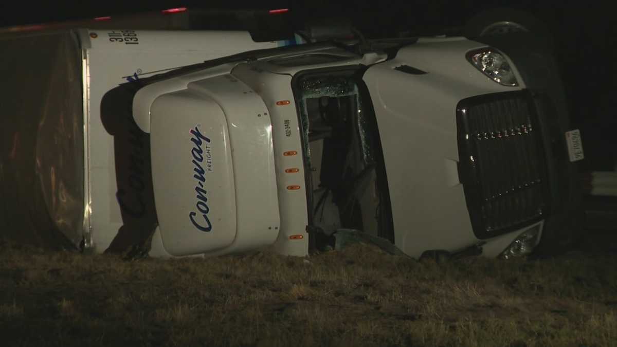 Big rig overturned on highway 99
