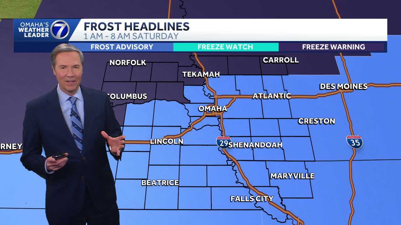 Freeze and frost tonight around Omaha and Nebraska and Iowa