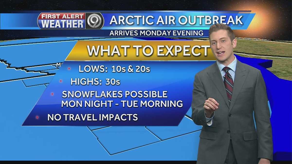 Arctic air set to arrive late Monday