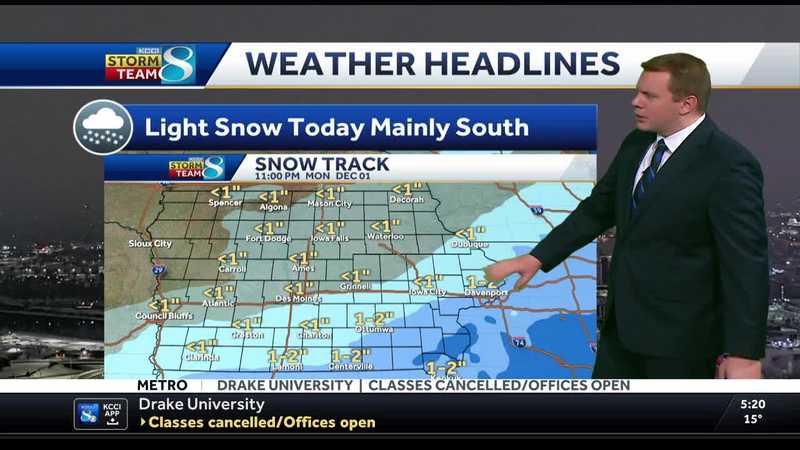 Iowa weather: Light snow for southern Iowa and staying cold today