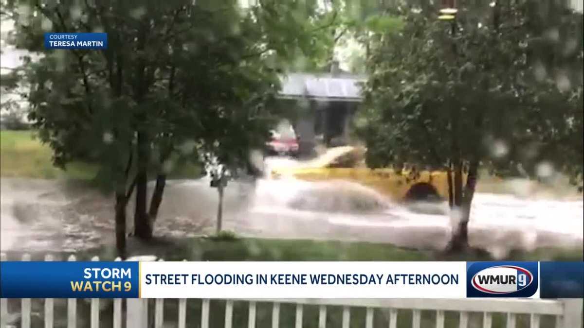 Video: Storms cause street flooding in Keene, New Hampshire