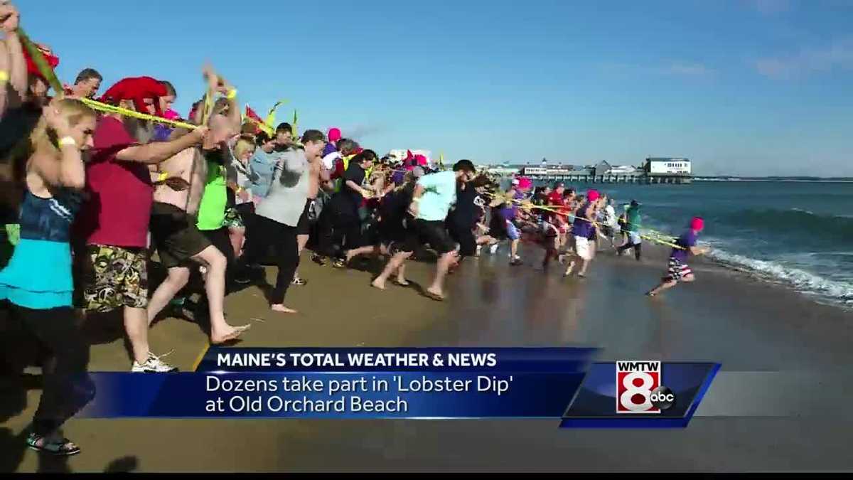 Dozens take part in 'Lobster Dip' at Old Orchard Beach
