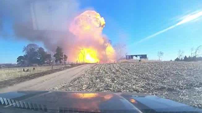 Video: Propane tank exploding as Nebraska crews respond to fire - KETV