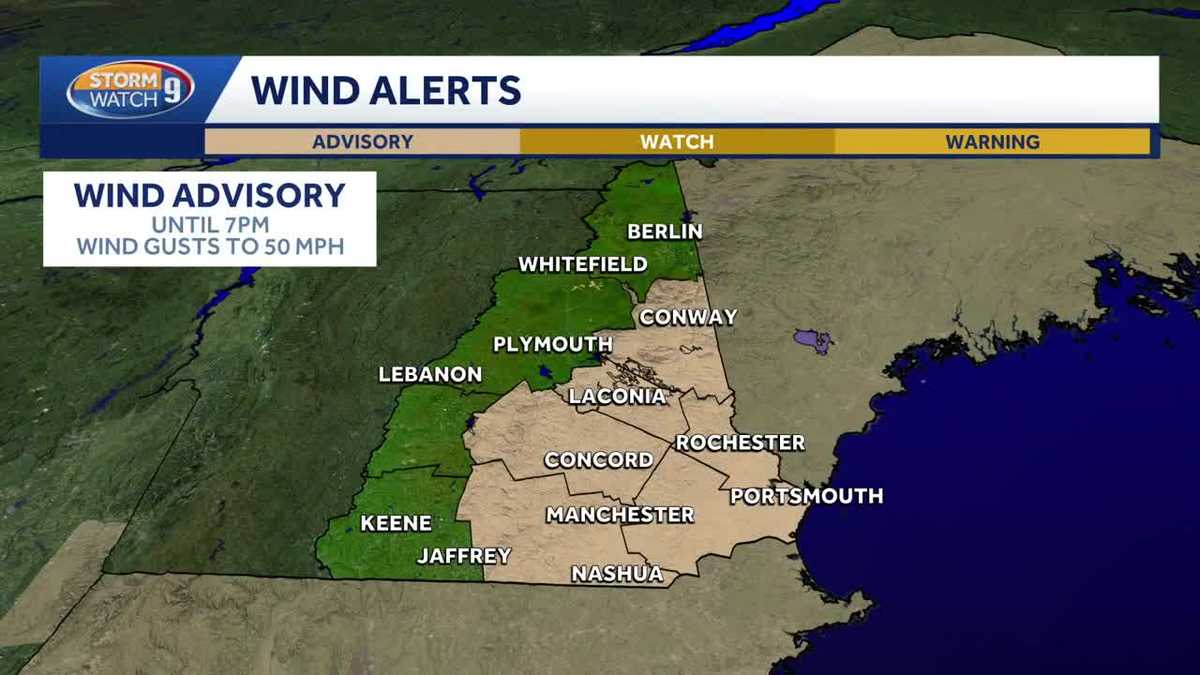 Wind advisory in effect for parts of New Hampshire; gusts topping 40 mph likely