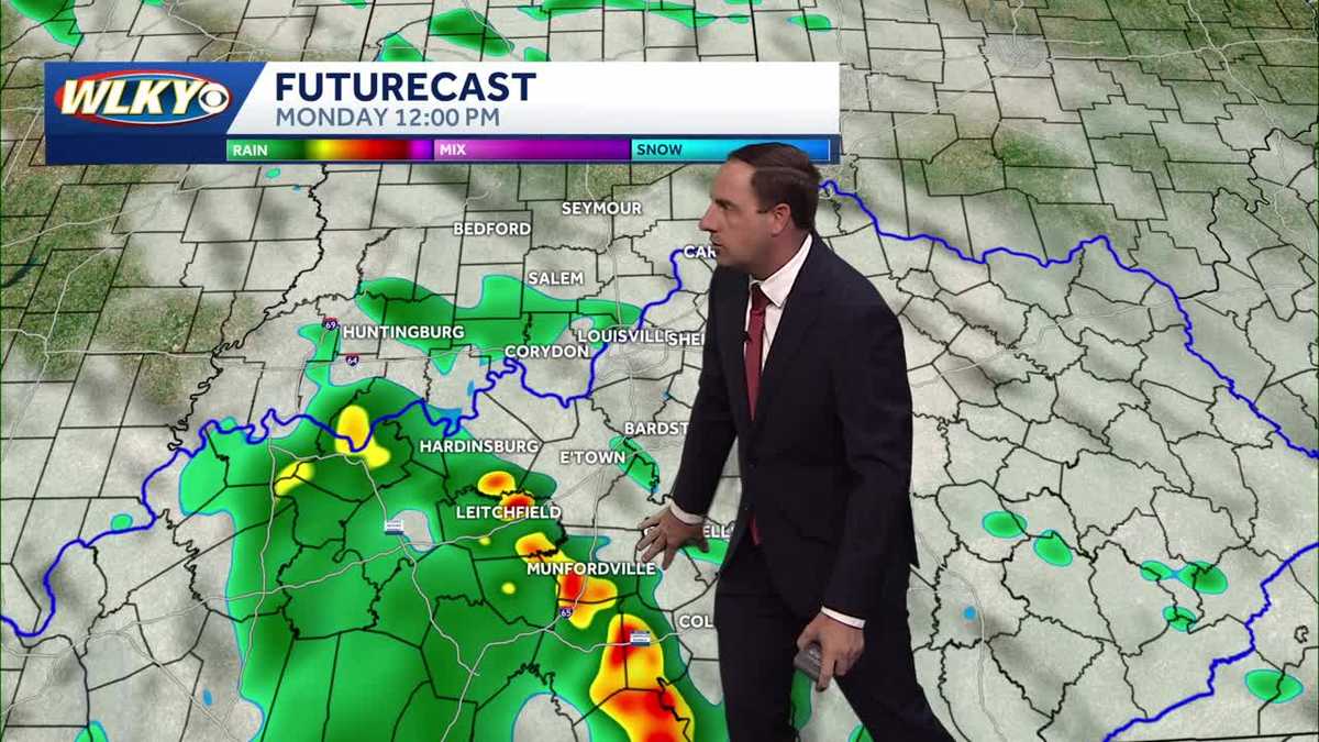Cloudy tonight then a few showers on Monday