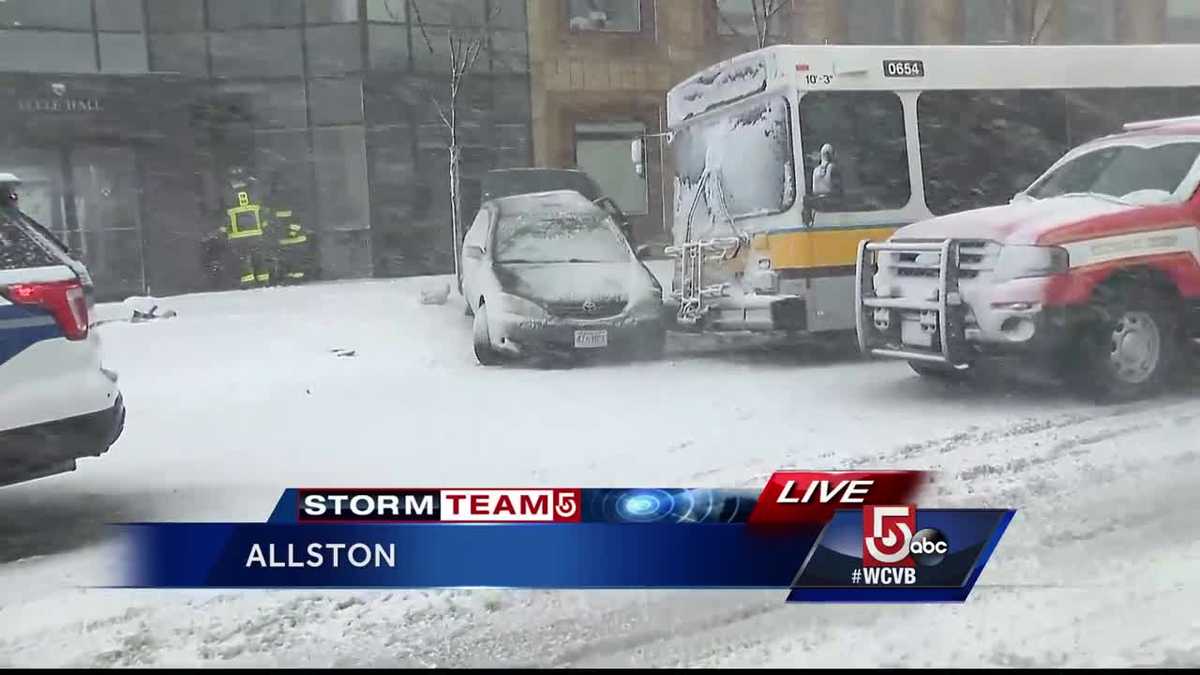 MBTA bus, car collide in Boston