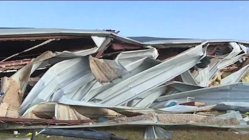 Cleanup underway after overnight storm levels Clinton airport's hangar