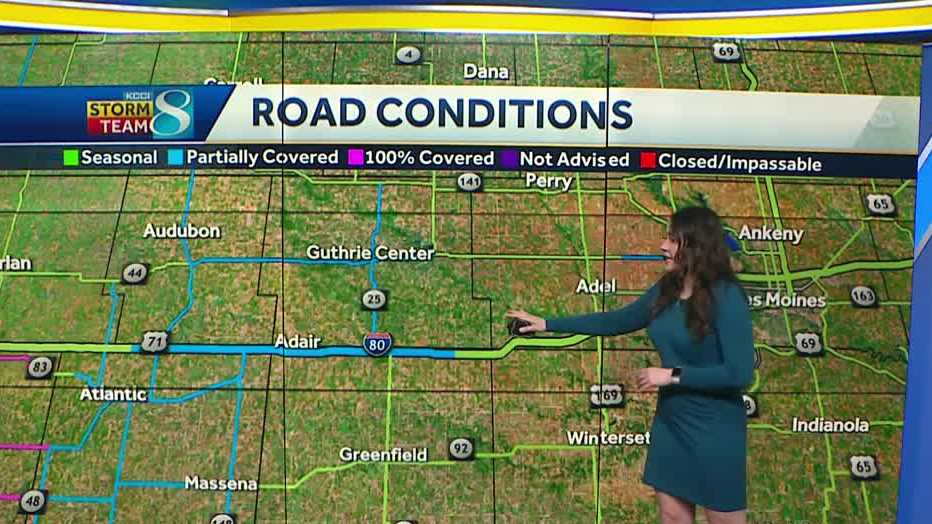 Des Moines traffic: Partially covered roads in parts of Iowa