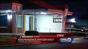 Police officer injured in shooting at Independence motel