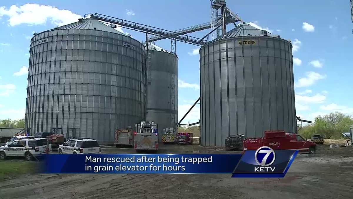 Man rescued after being trapped in grain elevator for hours