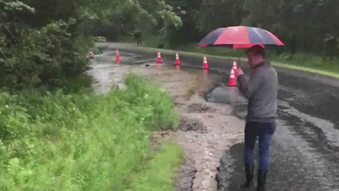 Video Daylight reveals damage from flash flooding in Canaan