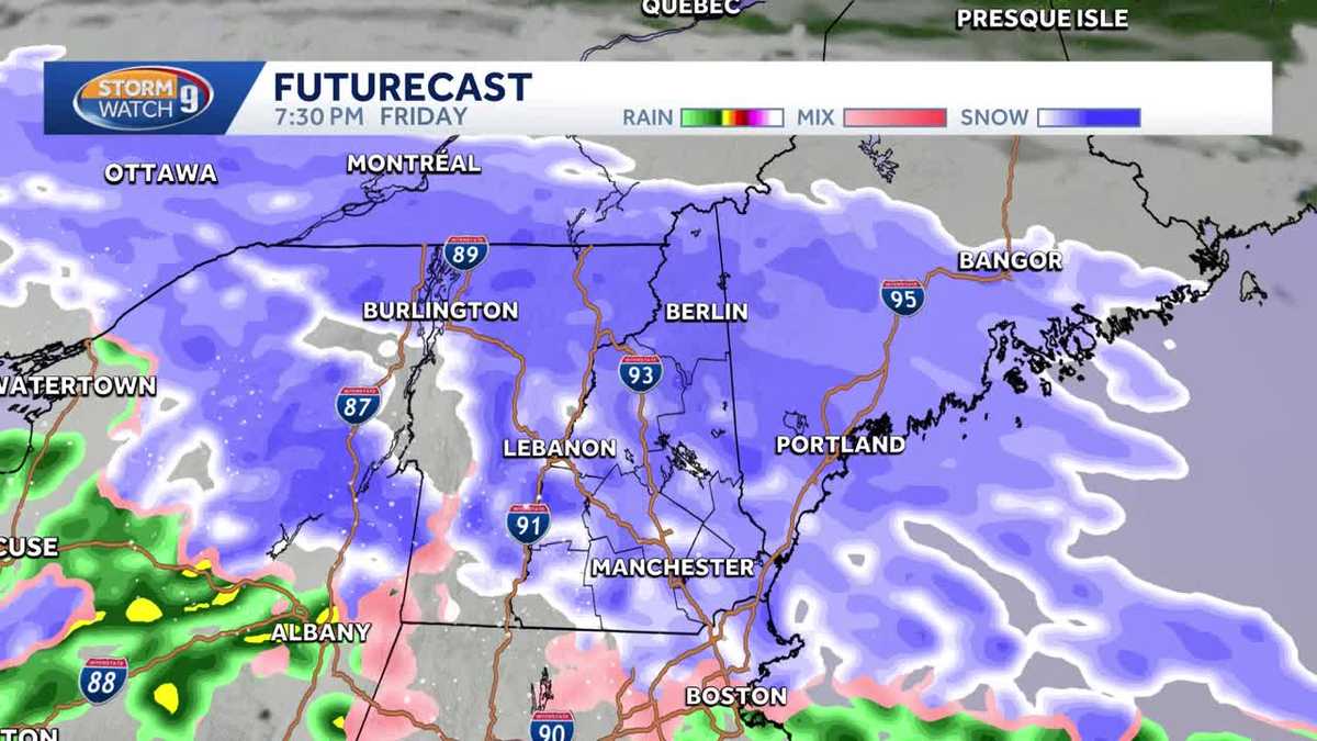 New Hampshire hourly weather: Track snow for Friday into Saturday morning
